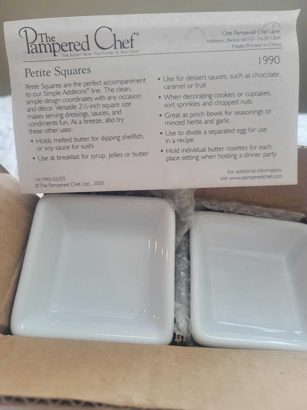 The Pampered Chef White Square Petite Dishes - Set of 4 Small Ceramic Servers